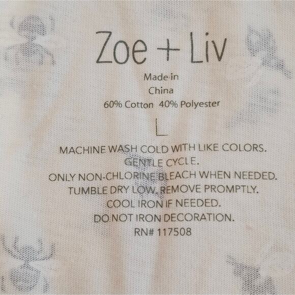 Zoe + Liv Pale Yellow All Over Bumblebee Print Short Sleeve Scoop Neck Tee Large - Picture 4 of 6